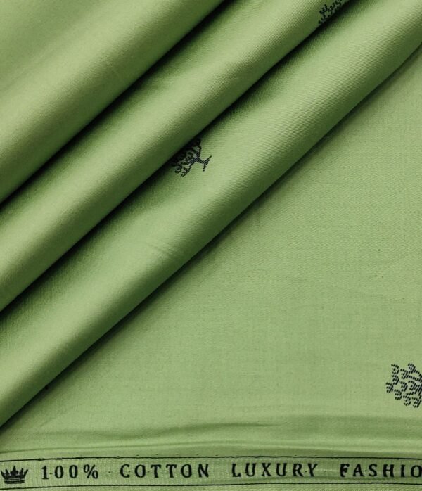 Cotton Olive Base Blue Print Fabric