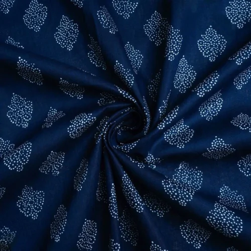 Cotton Navy Base Circle Print Fabric