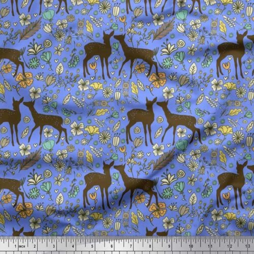 Cotton Blue Chambray Base Animal Print