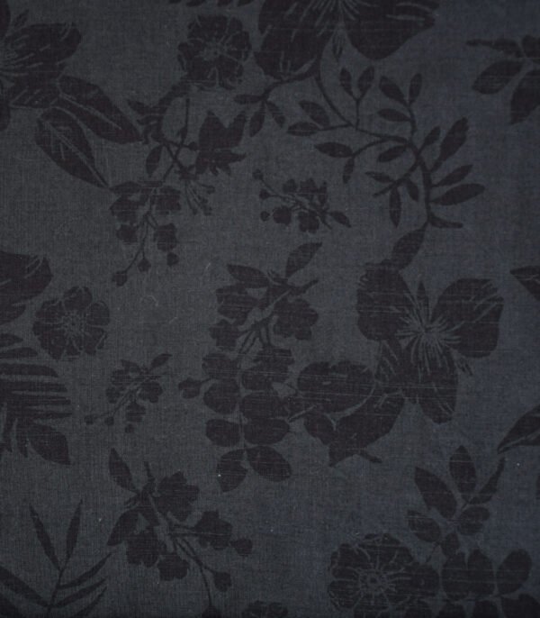 Cotton Black Base Leaf Print Fabric