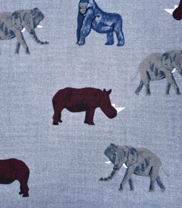 Cotton Blue Chambray Base Animal Print