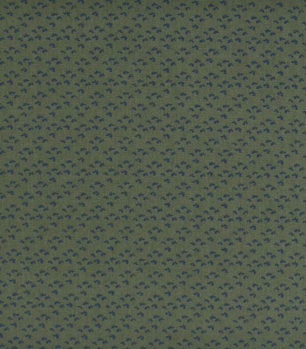 Cotton Olive Base Blue Print Fabric